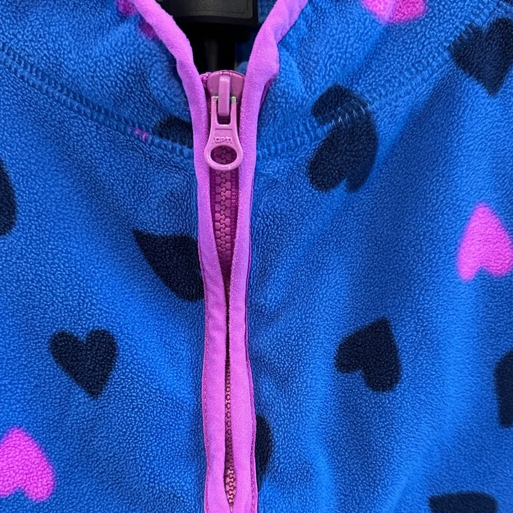 OshKosh B'gosh Girl’s Blue Fleece with Pink and Navy Blue Hearts